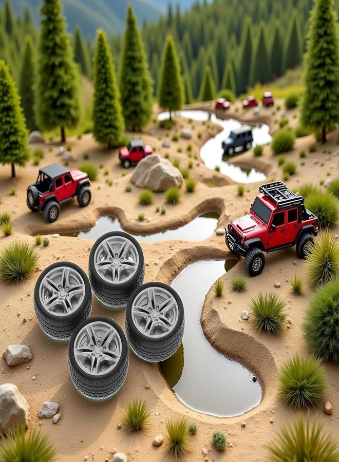 Pxiryanlow 4Pcs Black Tires,48mm Simulation Rubber Wheel Tire Wheel Toy Model DIY RC Spare Parts Easy Installation Small in Size,Tire and Wheel Sets,Remote and App Controlled Vehicles and Parts,Wheels and Tires - Image 4